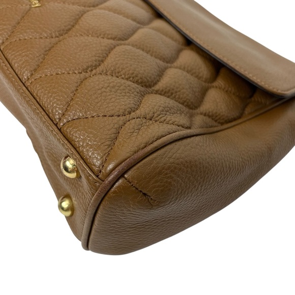 Vera Bradley Cara Brown Quilted Pebbled Leather Gold Tone Hardware - Picture 3 of 16